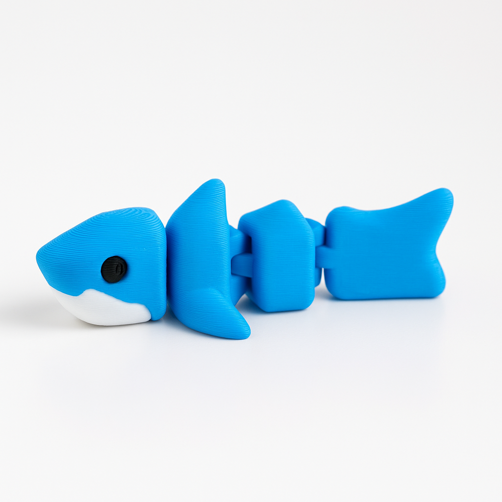 Mini 3D Printed Flexible Shark Desk Pet – product view 2