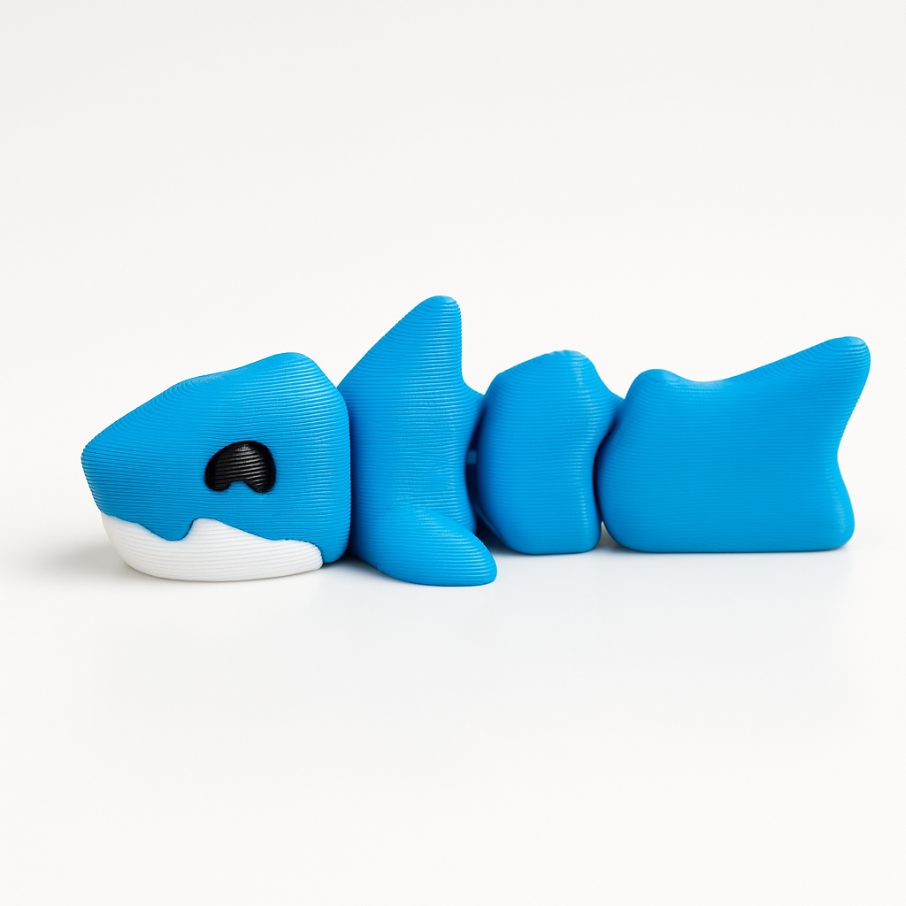Mini 3D Printed Flexible Shark Desk Pet – product view 3