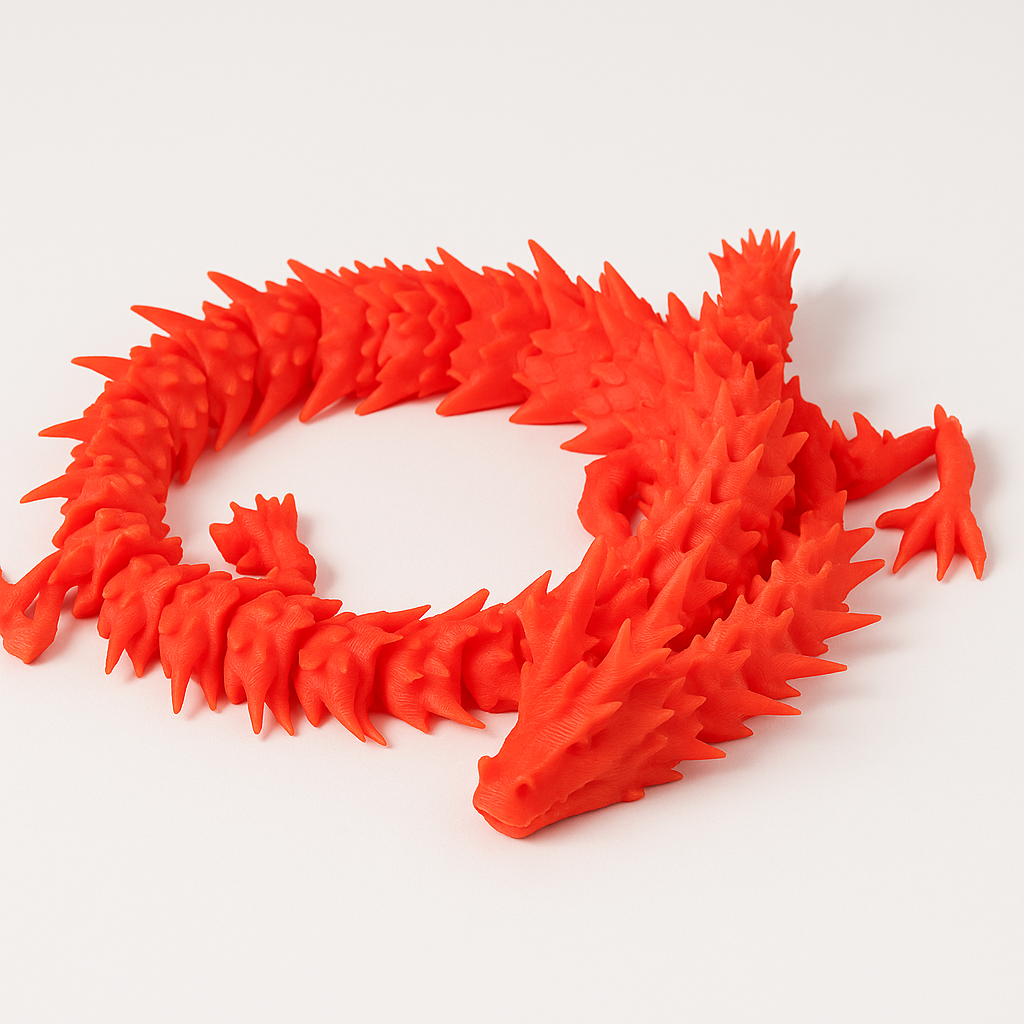 Articulated 3D Printed Flexi Dragon – PLA – product view 3
