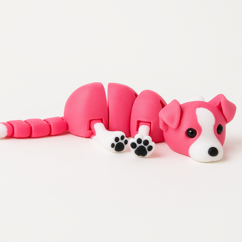 Articulated 3D Printed Fidget Dog Desk Toy – product view 3