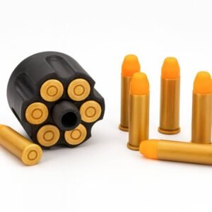 Revolver spinning fidget toy .38 Special cylinder in PLA, angled view