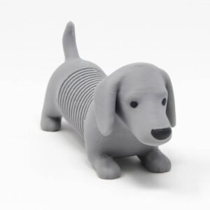 sausage dog spring toy 3D printed dachshund fidget in grey PLA