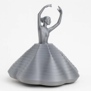 Spinning ballerina fidget toy in PLA with layered radish tower skirt