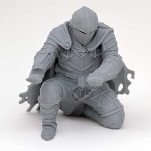 Knight pen holder kneeling medieval warrior front view