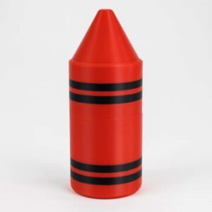Crayon holder container case in red with black accent bands