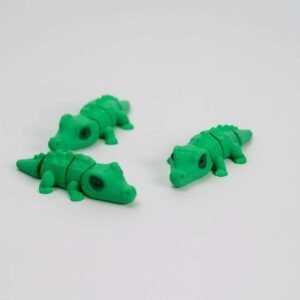 articulated baby crocodile fidget pack of 3 in green PLA