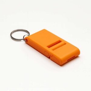 smartphone stand keychain folded flat in orange PLA with metal keyring