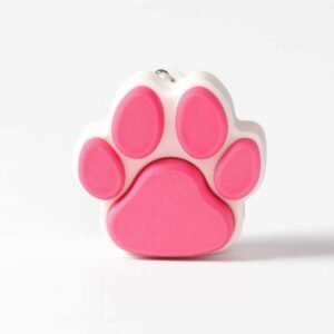Paw print clicker keychain front view with raised pink paw pads