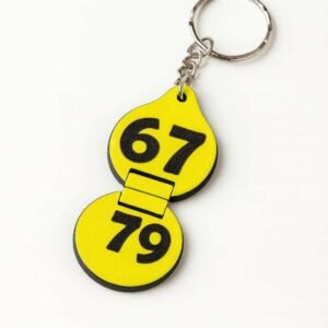 67 slider flip fidget keychain in yellow and black with keyring
