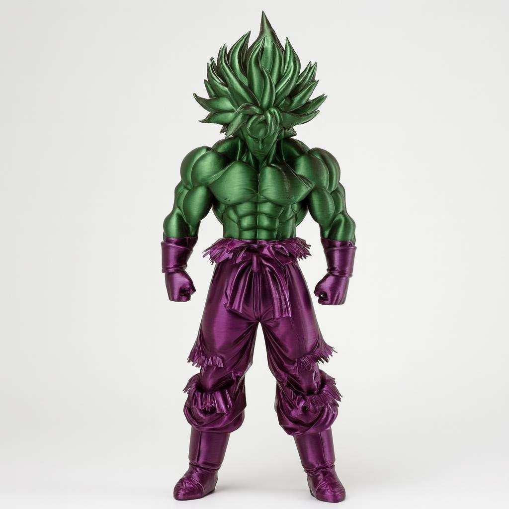 Dual color anime warrior figure front view in two-tone PLA
