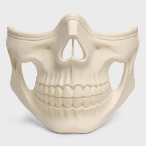 Wearable skull half mask front view, 3D printed in PLA