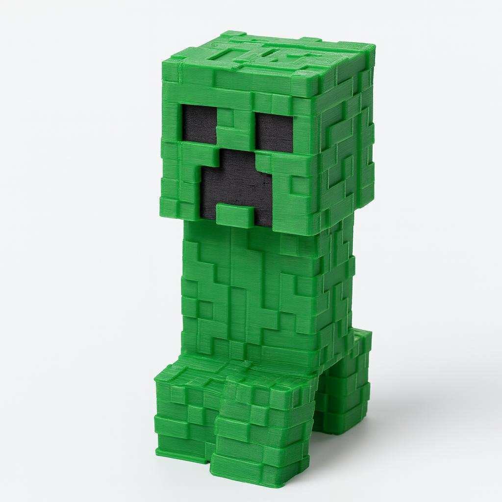 Minecraft Creeper Clicker 3D printed PLA fidget in green front view
