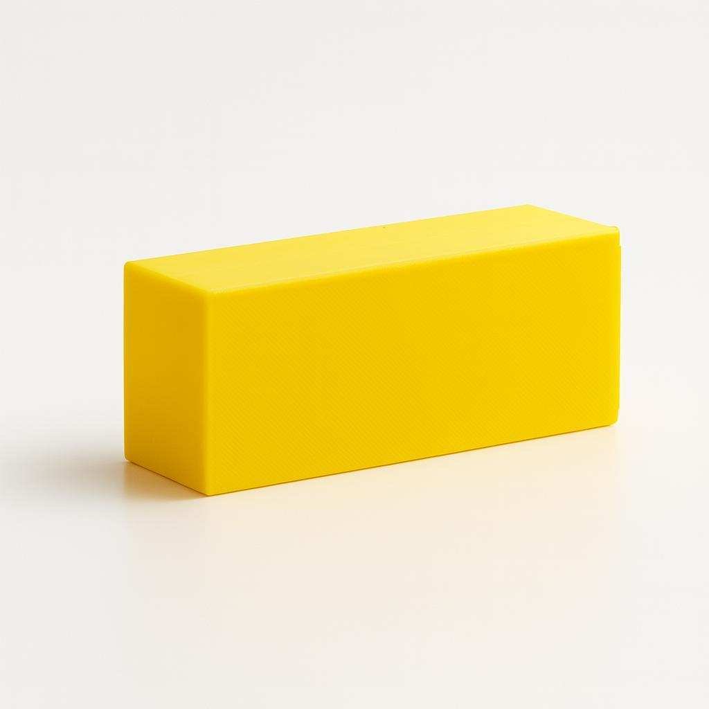 Yellow 3D printed butter block fidget – side view