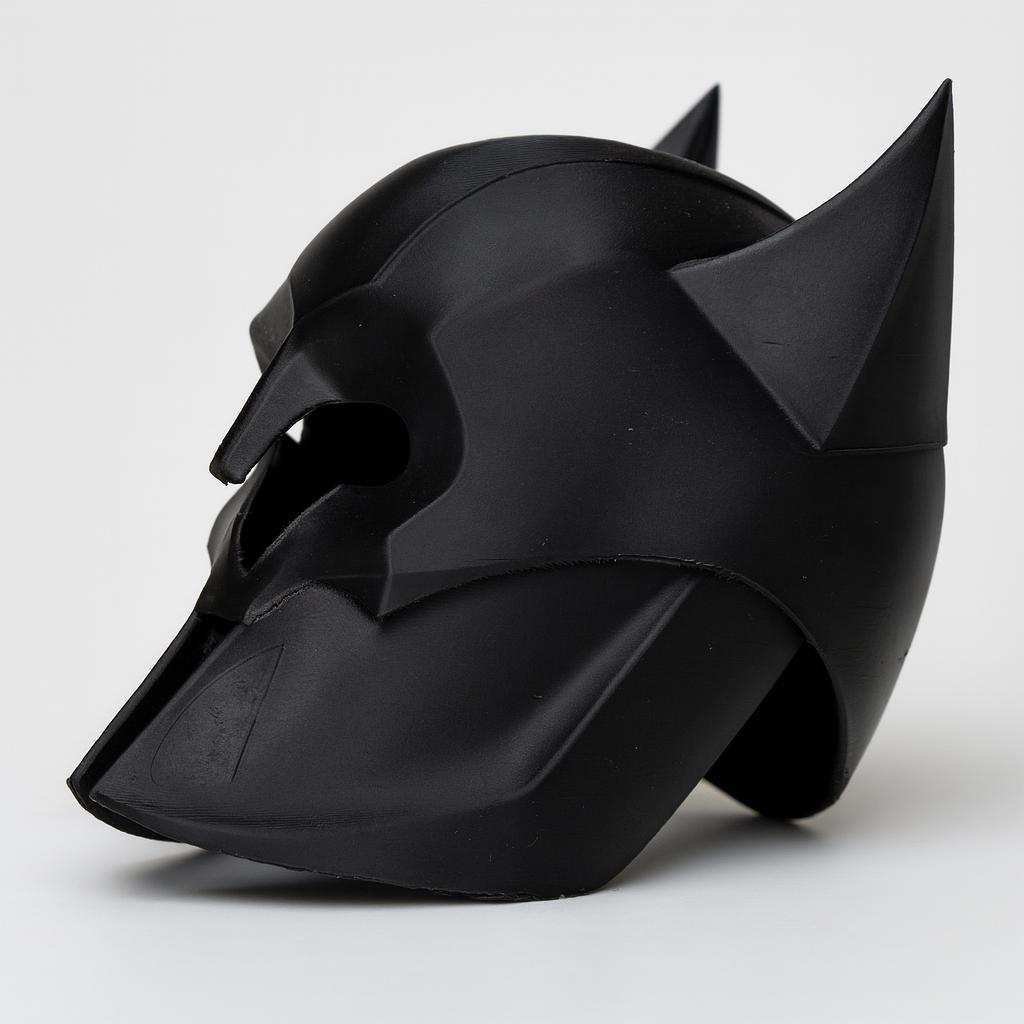 Side view of bat-inspired 3D printed helmet cowl shell
