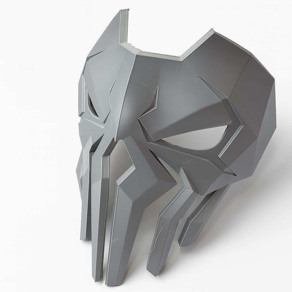 Punisher 2099 mask wall decor angled view showing recessed eye shapes