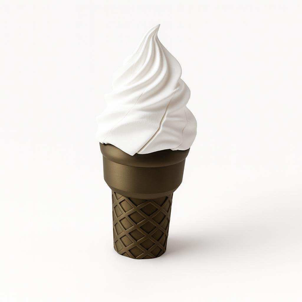 3D printed ice cream cone retractable sword prop standing upright