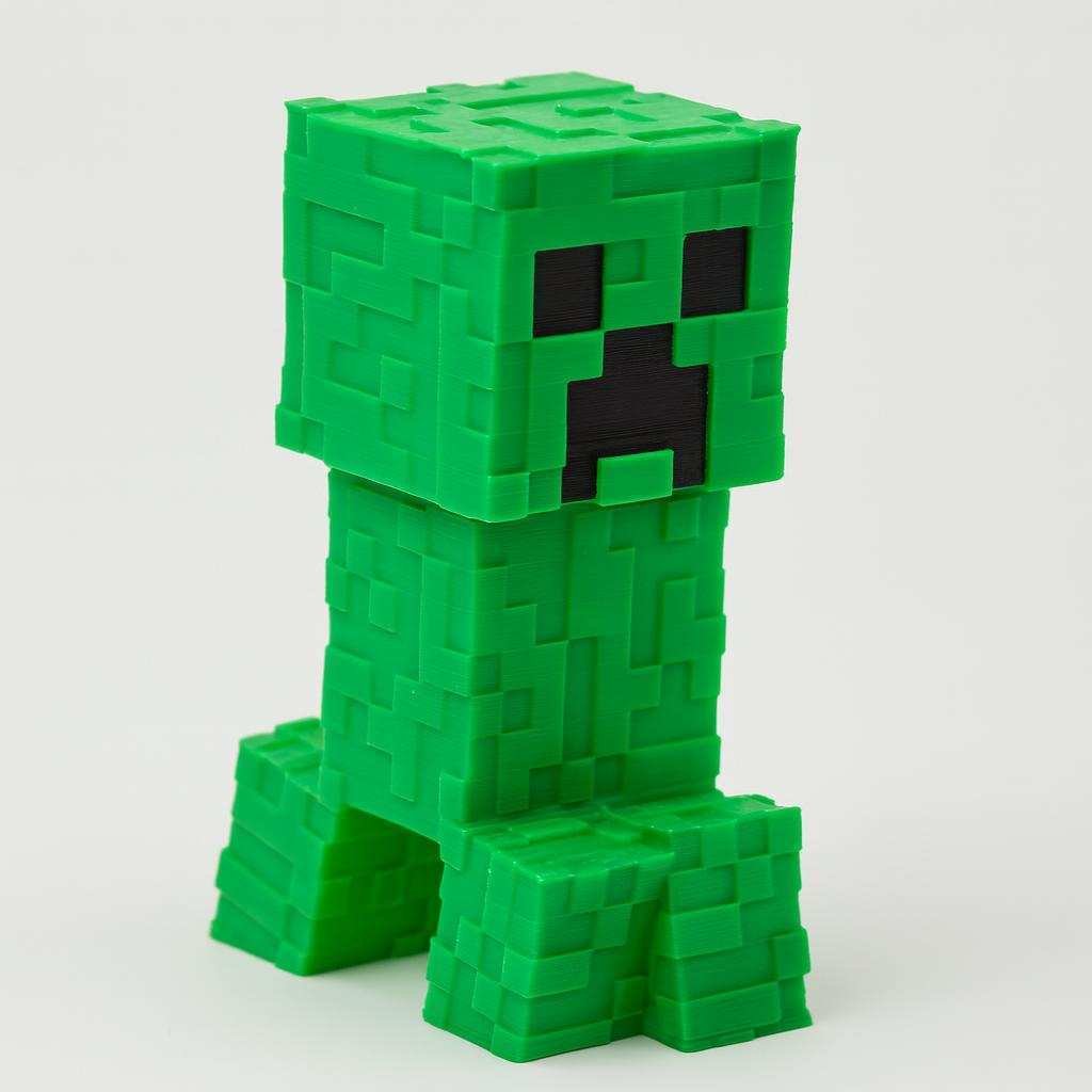 Green Creeper clicker fidget figure with blocky pixel texture angled view
