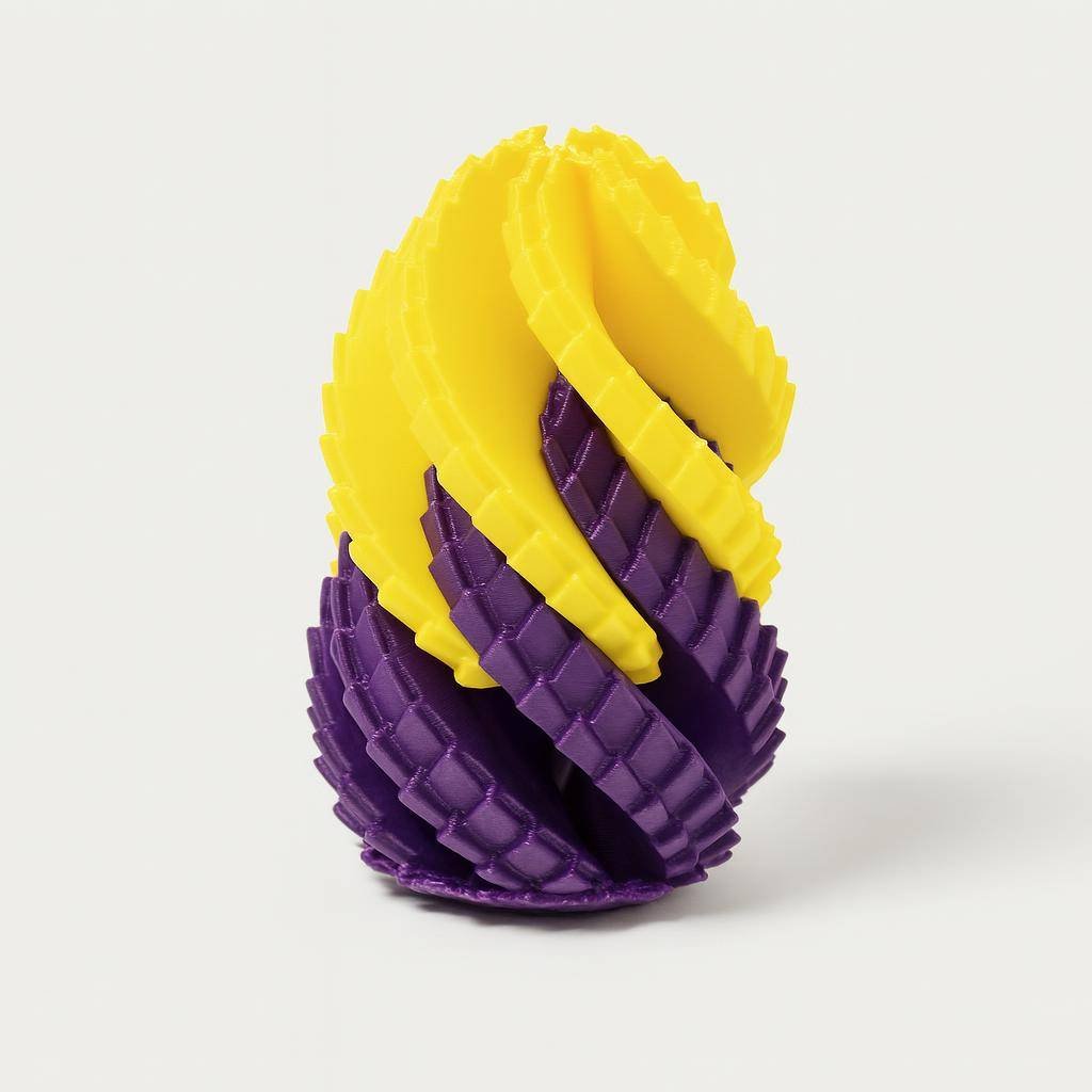 Dragon egg spiral fidget opened showing interlocking twist segments