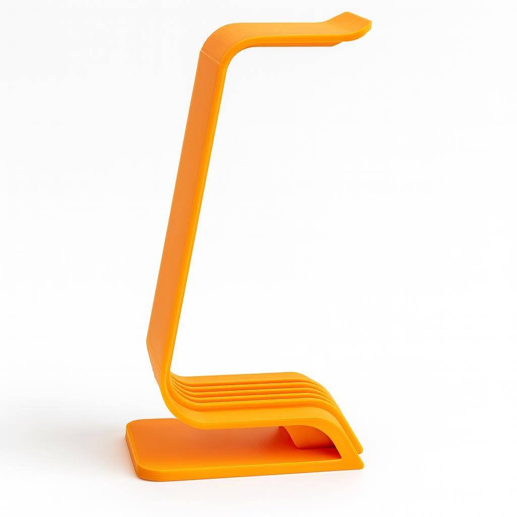 3D printed headphone stand back view with wide base