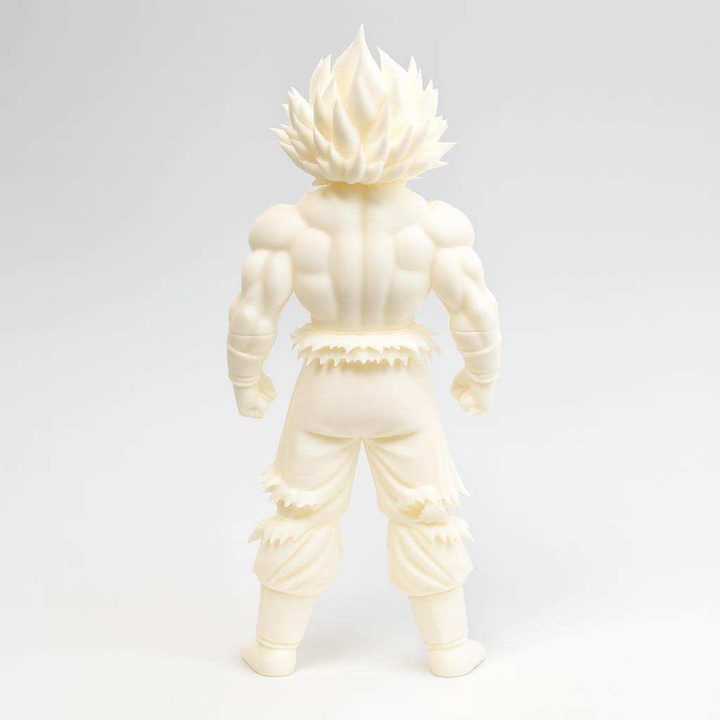 Super Saiyan 3D printed figure back view with detailed sculpt