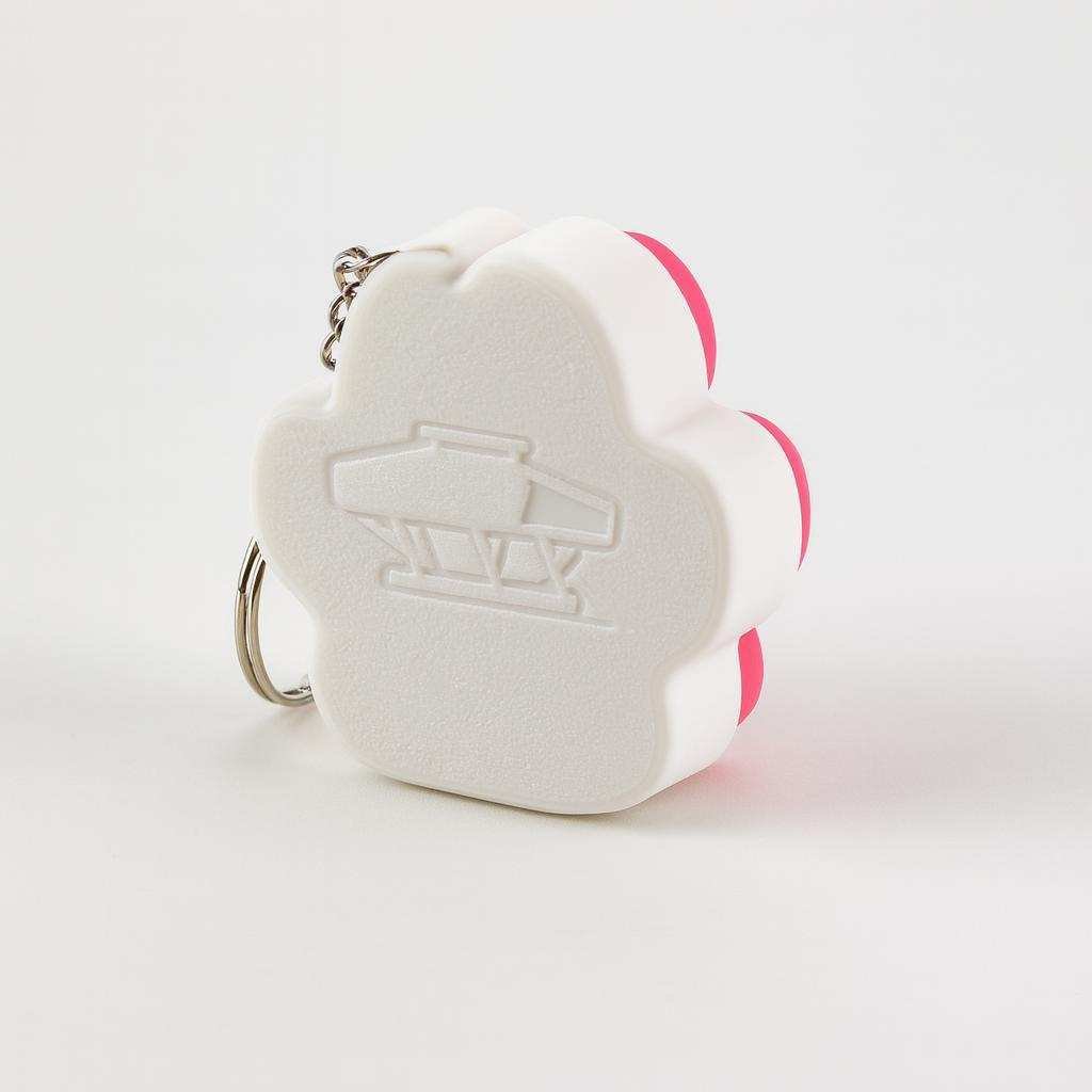Back view of paw print clicker keychain with key ring and chain attached