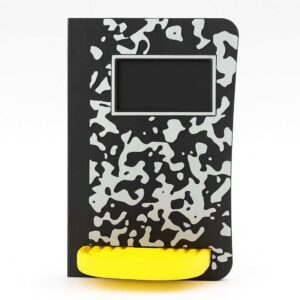 composition notebook phone stand front view with label detail