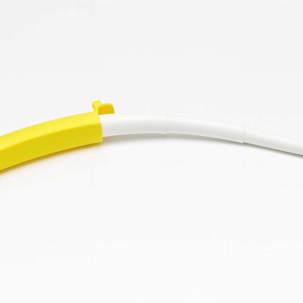 Retractable banana sword extended with white blade from yellow handle