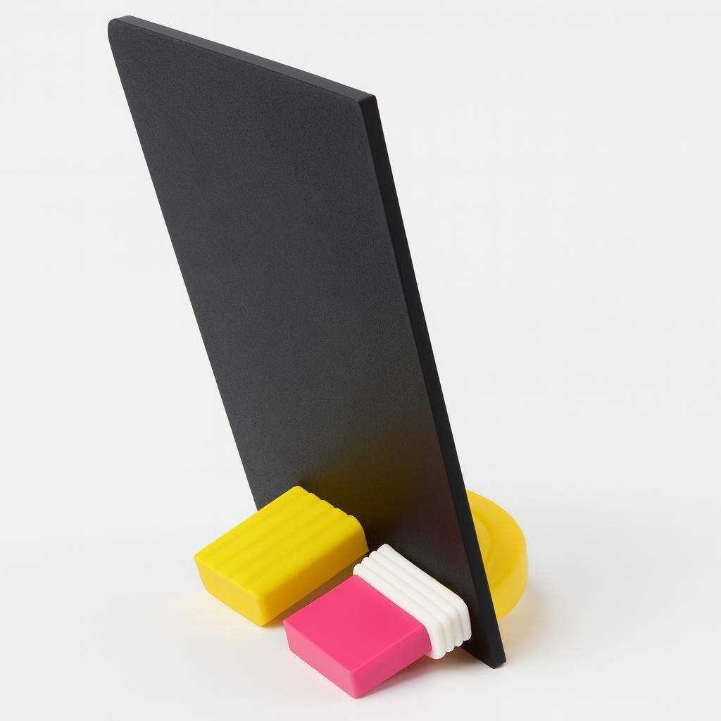composition notebook phone stand side profile showing cradle and back panel