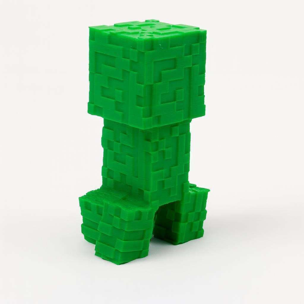 3D printed Creeper style desk fidget in PLA side-back angle