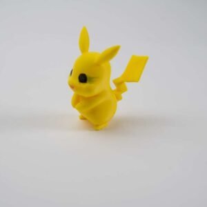 Pikachu inspired mini figure in PLA on white background