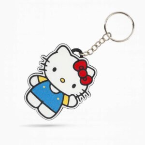Hello Kitty keychain with 3D printed PLA charm and metal split ring