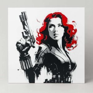 Red-haired spy wall art 3D printed PLA panel with bold graphic silhouette