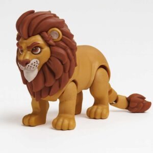 Articulated 3D printed lion desk figure in PLA with detailed mane