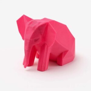 3D printed origami animals elephant figurine in bright pink PLA