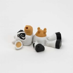 3D printed mini cow parts shown before assembly on white background