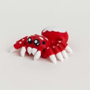 Articulated Spider Fidget Toy in red and white PLA on a white background