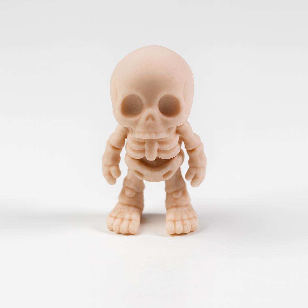 tiny flexi skeleton fidget standing front view in PLA