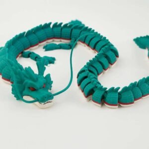 3D printed flexi dragon coiled pose with detailed head