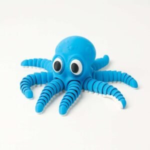 Articulated octopus fidget toy in blue with poseable tentacles