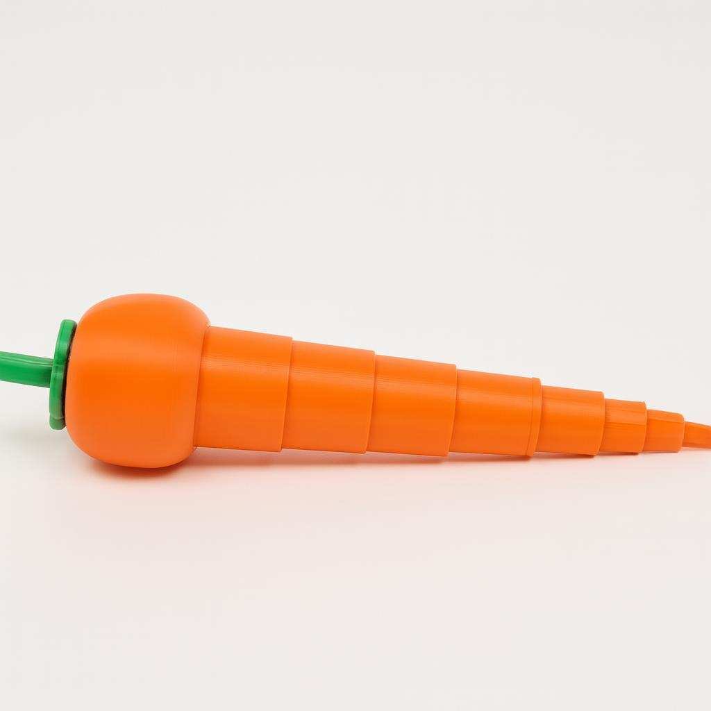 Telescopic persimmon fidget toy extended showing nested cone segments