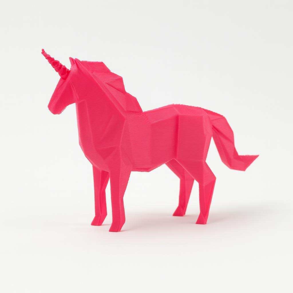3D printed origami animals unicorn geometric figurine side view