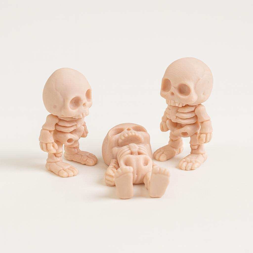 tiny flexi skeleton fidget group photo showing poseable stance