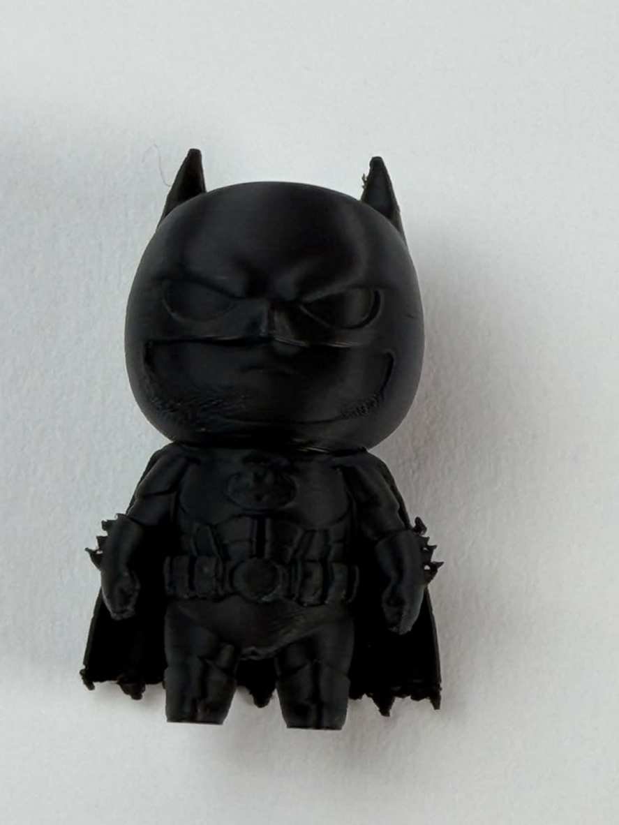 mini superhero desk figures caped black PLA figurine front view