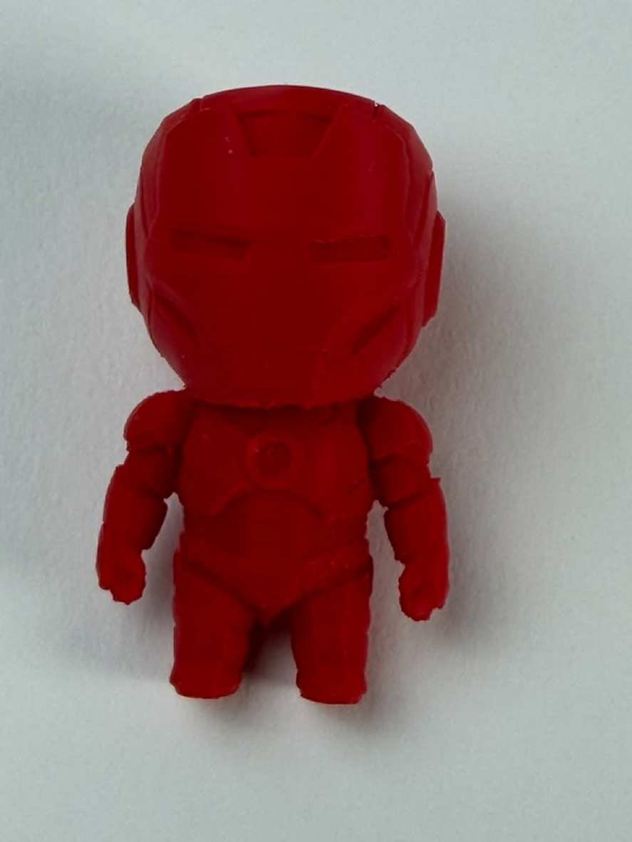 Red armored mini superhero-style PLA desk figure front view