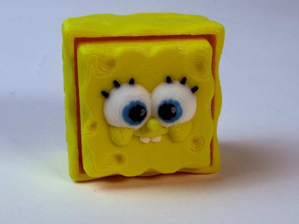Close-up of Spongebob fidget clicker face detail and eyes