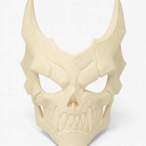 Kaiju No. 8 mask 3D printed horned skull prop in PLA, unpainted light ivory tone
