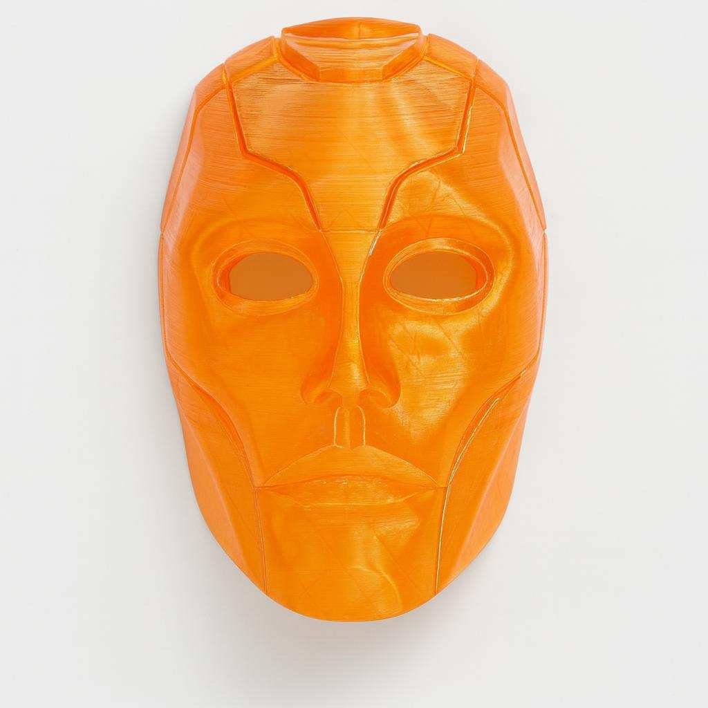 Latverian Witch Mask 3D printed in translucent orange PLA front view