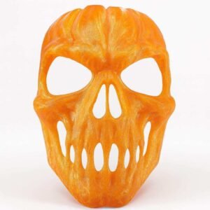 Pumpkin Skull Halloween Mask front view 3D printed PLA in orange
