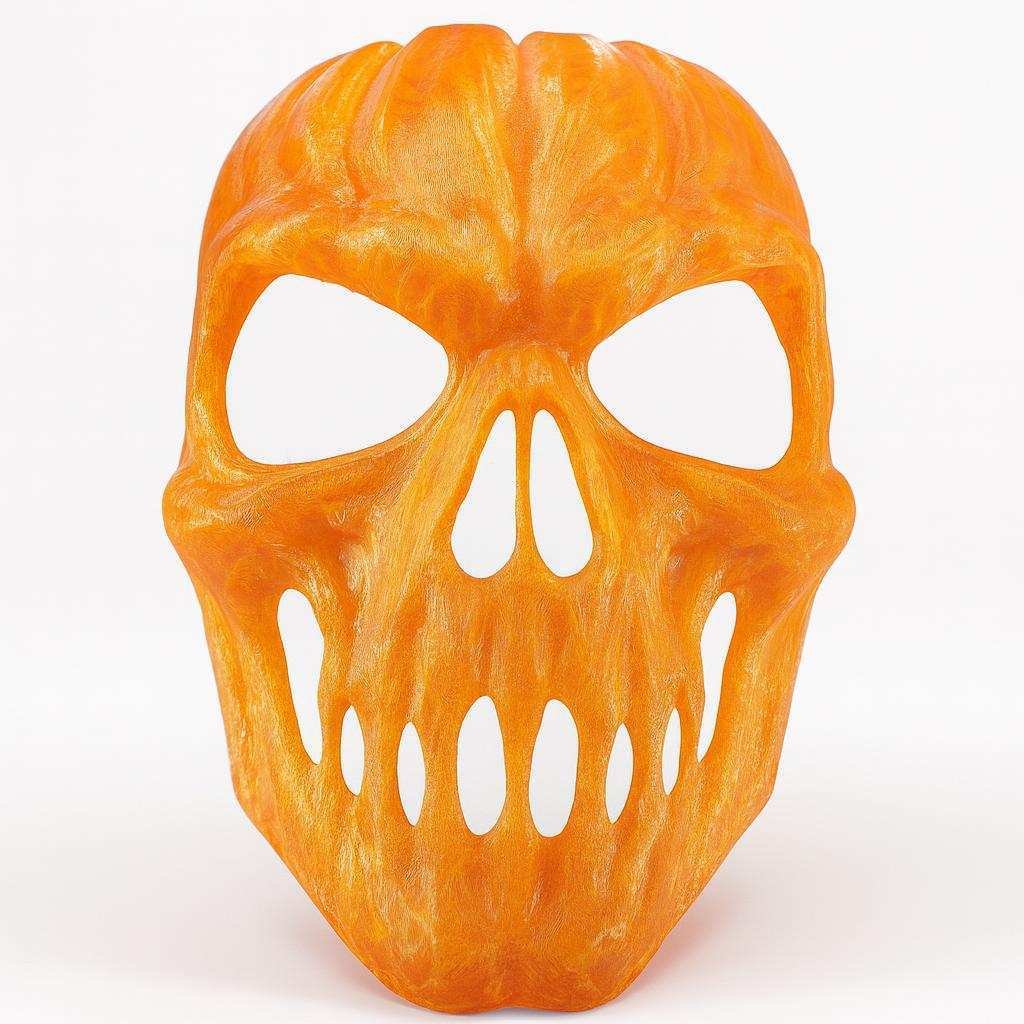 Pumpkin Skull Halloween Mask front view 3D printed PLA in orange