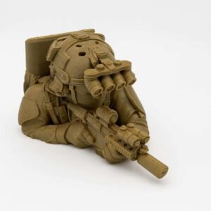 Special ops phone stand front view 3D printed PLA tactical figure